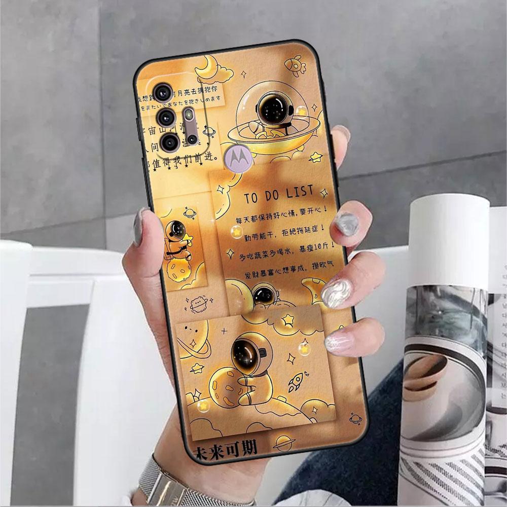 Чехол с мультяшным астронавтом для Motorola G30 G60 G9 Play ONE Fusion G8 G50 E6s G82 Edge 20 Pro G Stylus 2021 Черный Мягкий Чехол