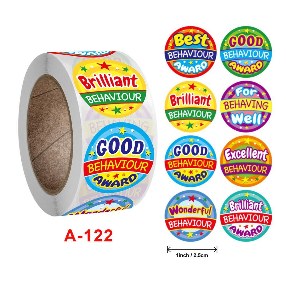 500pcs/roll Cute Cartoon Reward Sticker Teacher Encouragement Student Round Labels Animals Stationery Sticker Toys