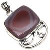 Pendant Banded Agate Gemstone Gift For Her Silver Jewelry 1.75"