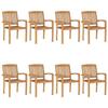 VidaXL Stackable Garden Chairs with Cushions 8 Pcs Solid Teak