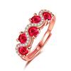 Korean Fashion Zircon Gemstone Ring with Interlaced Red Corundum Design