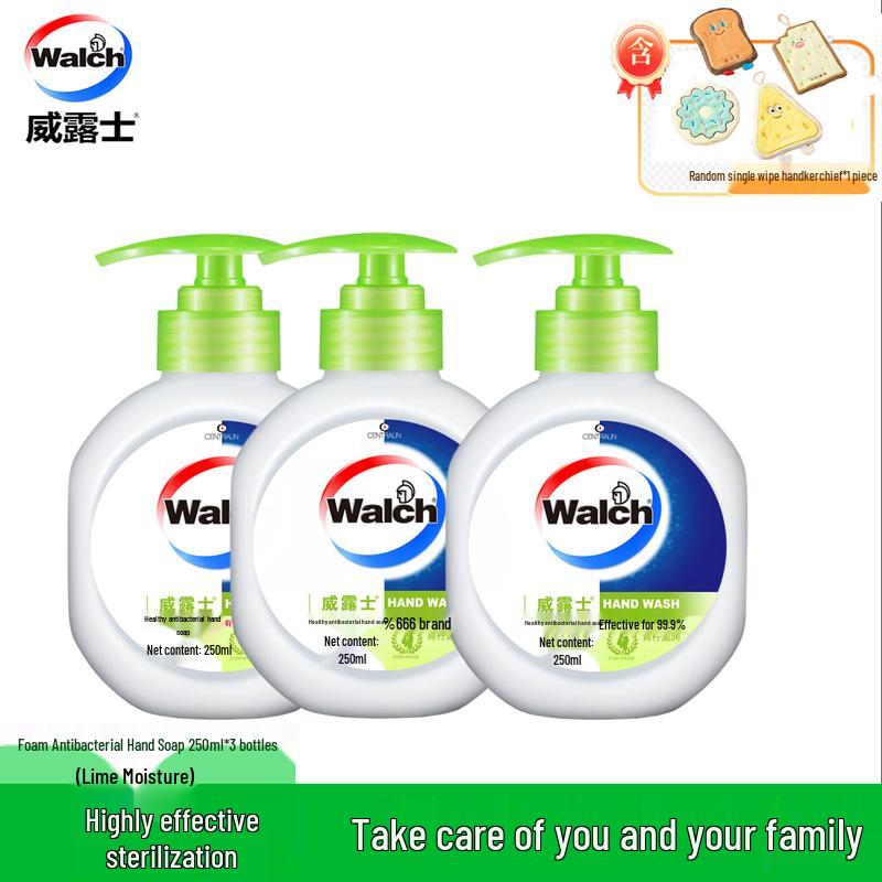 Walch Lime Foaming Antibacterial Hand Wash 3x250ml with Towel