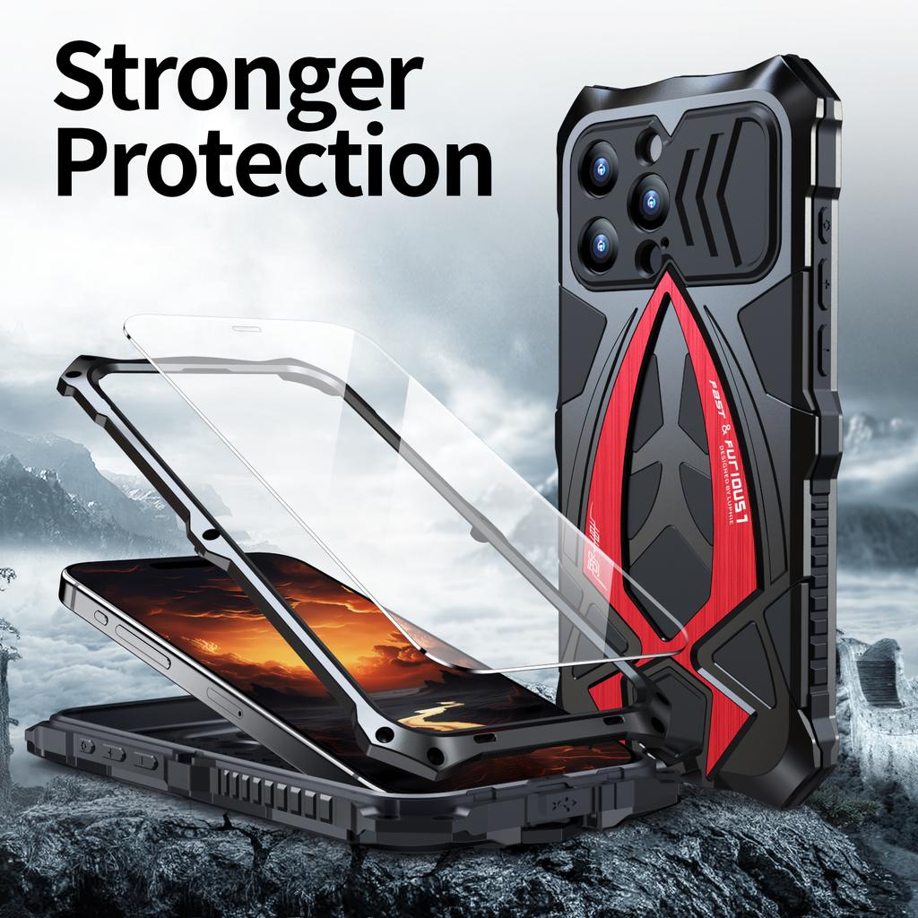 Luxury Armor Metal Phone Case for Iphone 15 Pro Max 14 13 Military Heavy Duty Full Cover Shockproof Funda with Protector Cover