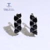 Black Spinel Earrings Natural Gemstone 925 Sterling Silver Classic Design for Woman Fashion Fine Jewelry