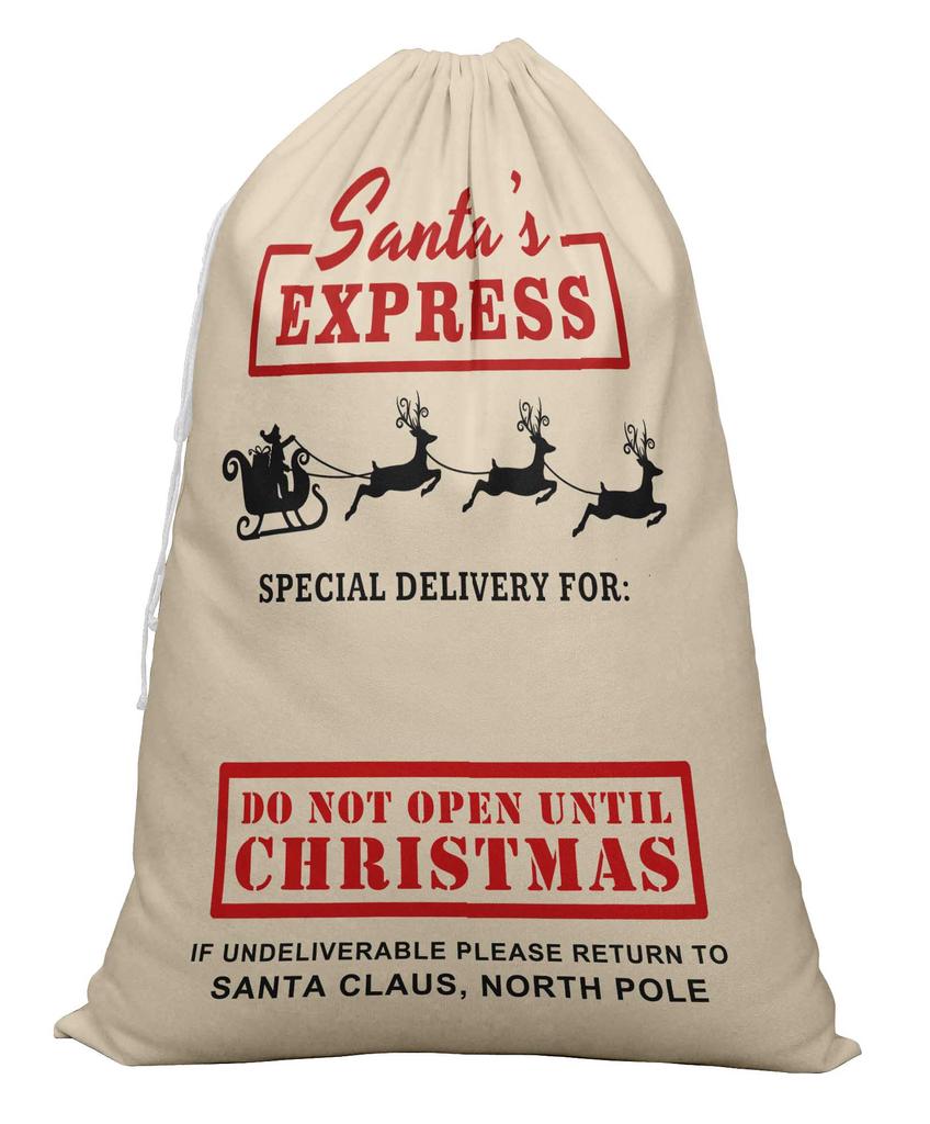 Printtoo Упаковка из 2 специальных рождественских мешков со шнурком, очень большого размера, для многоразового хранения рождественских подарков, 27x20 дюймов