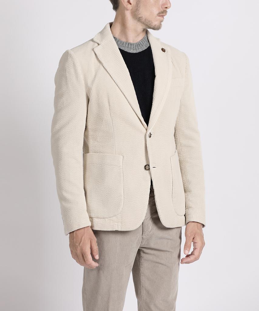 Panicale Ivory Cotton Corduroy Slim Fit Jacket