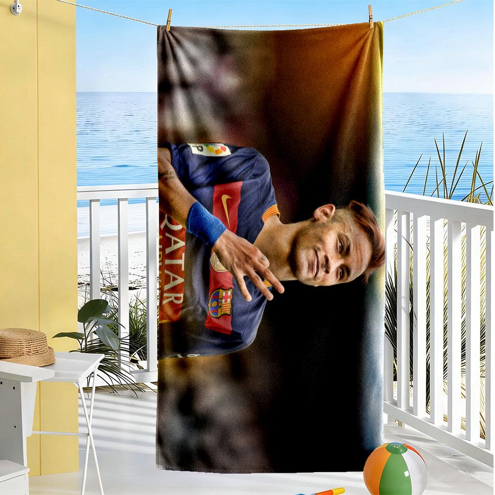 Brazilian Footballer Hairstyle Beach Towel Quick-Dry Soft Microfiber Comfortable Lightweight Suitable for Swimming, Gym, Camping, Yoga Vacation