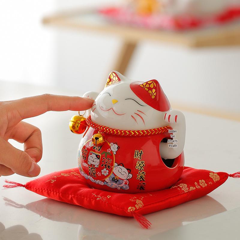 Fortune Cat Figurine Set: Automatic Waving Hand Decoration for Shop and Home