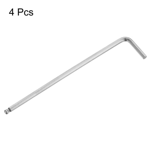 uxcell 4mm Ball Hex Wrench, L-Shaped Hex Key Wrench Set, Long, 141mm Total Length, Set of 4, Easy to Apply Force, For Tightening, DIY Tools
