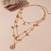 Bead Clavicle Chain Women Sun Moon Star Bowknot Clavicle Necklace Y2K Multilayer Necklace  Girls