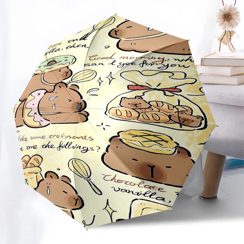 Capybara Themed Travel Umbrella-8 Ribs Automatic Opening and Closing, Portable Folding Design, Compact and Stylish Umbrella Suitable for Out