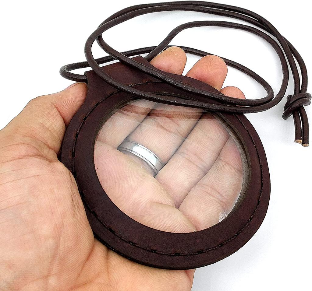 Стеклянный кулон Морской винтажный кожаный ремешок Ожерелье с увеличительным стеклом