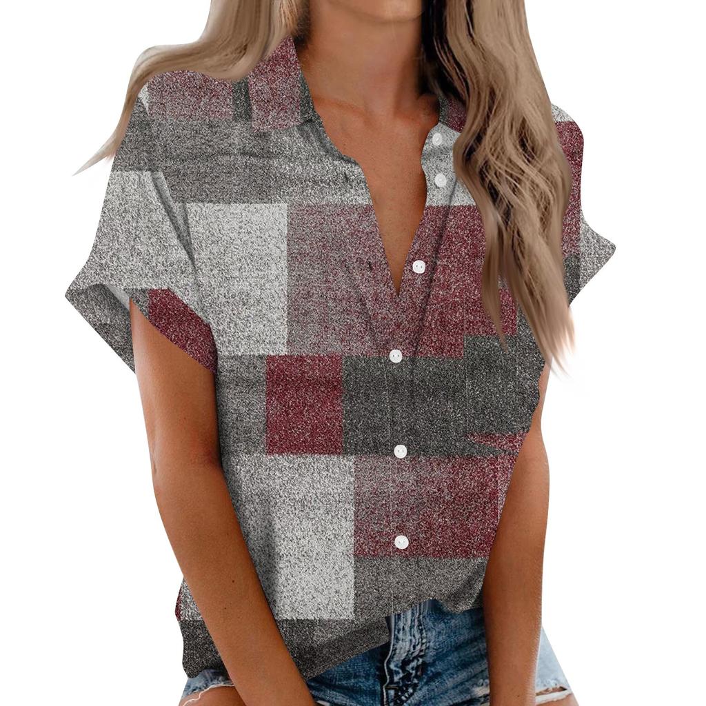 Женская рубашка с короткими рукавами, повседневный модный топ на пуговицах с принтом, кардиган с нагрудным карманом