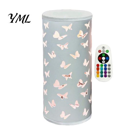 USB Powered Night Light Butterfly Projector Lamp, RGB 16 Colors Decorative Lamp with Remote Ambient Projection Control, Hollow-out LED for Bedroom