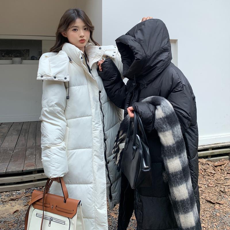 Женское зимнее пальто 2024 года с капюшоном, удлиненное, хлопковое - Толстое, теплое и длиной ниже колена