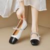 Weiwei Girl 220-1 Square Head Flat Bottom Mary Jane Shoes Girl Word with Light Mouth Color Matching Fairy Style Low Heel Single Shoes