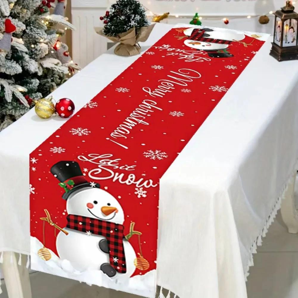 New Santa Claus Christmas Table Runner Elk Snowman Christmas Tablecloth New Year Xmas Table Flag Cover Home Decor