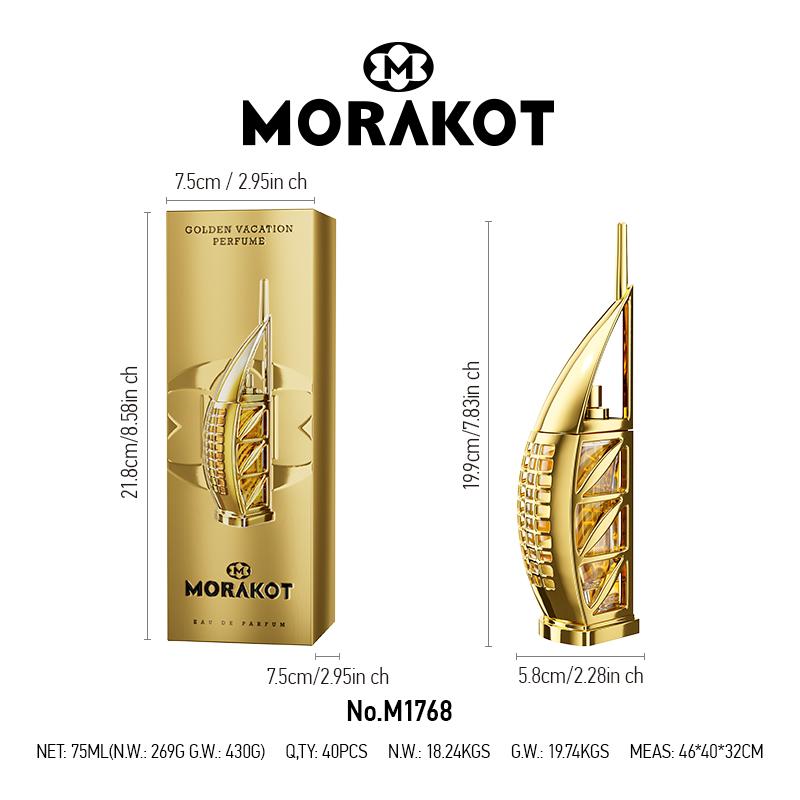 MORAKOT Золотой Парфюм, Роскошный Унисекс Аромат, Вдохновленный Горизонтом Дубая, Теплый Сандал и Соленые Морские Ноты, Стойкий Парфюм, 75 мл