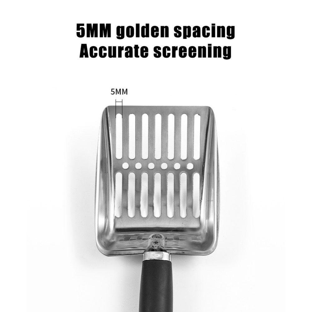 Dog Cat Clean Feces Supplies Stainless Steel Shovel Cat Litter Scoop Reduces Dust Metal Long Handle Scoop Pet Cleanning Tools