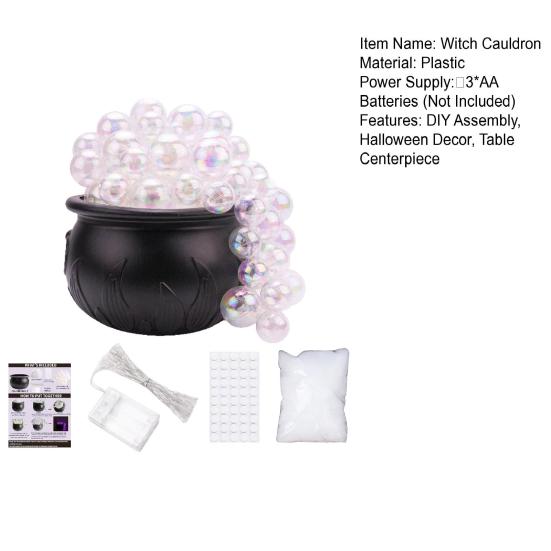 Lighted Witch Cauldron Set DIY Bubbling Witch Cauldron Set with Lights Indoor Witch Cauldron Centerpiece for Hocus Pocus Halloween Party Decor