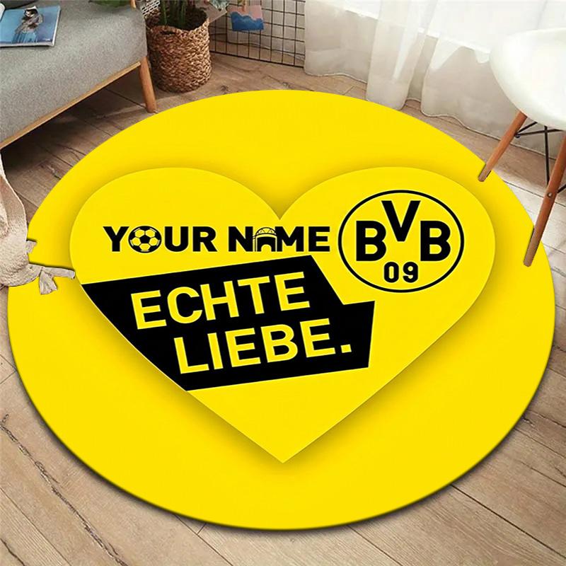 Bvb Fan Gear Custom Name Round Area Rug Carpet Rug For Living Room Bedroom Sofa Playroom Decor Nonslip Floor Mat