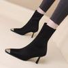 2024 Высококачественная женская обувь Женские сапоги без застежек Модные однотонные современные сапоги Женские сексуальные остроносые голые сапоги Zapatos Mujer