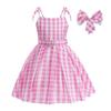 Pink Barbie Movie Princess Cosplay Dress for Girls - Halloween Costume with Suspenders