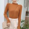 Non Pilling Button Half High Neck Sweater Women's Base Sweater Autumn Korean Version Pullover Slim Knit Sweater
