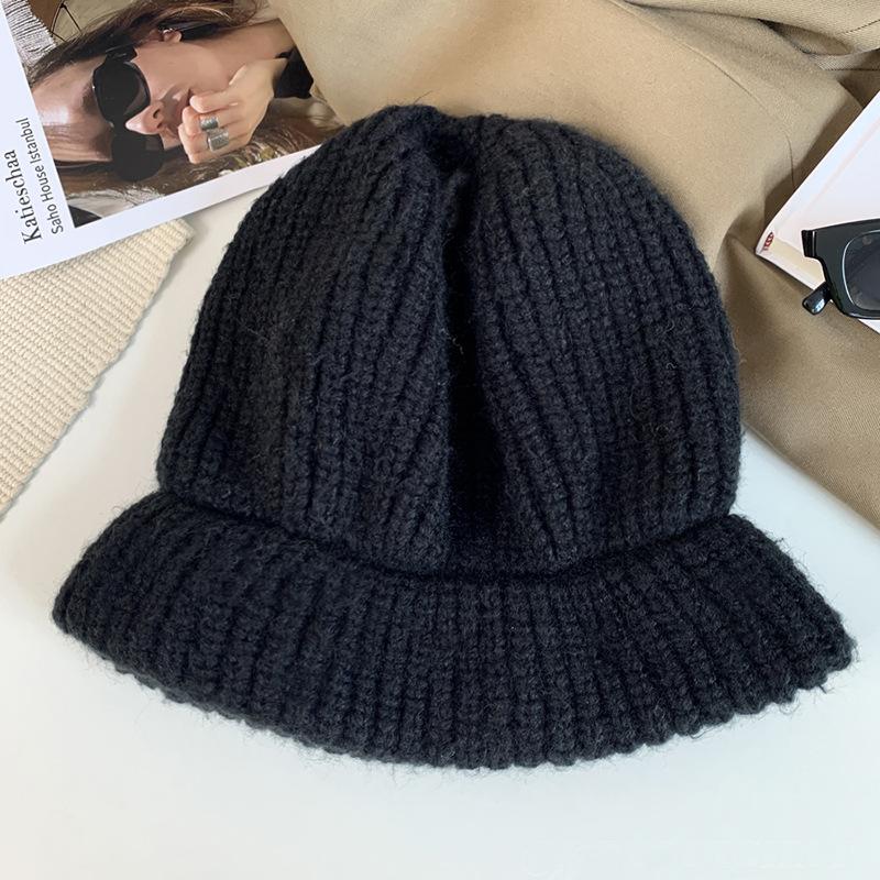 Wool hat women's autumn and winter loose stacking hat versatile big head circumference knitted warm ear protection cold hat shows small face