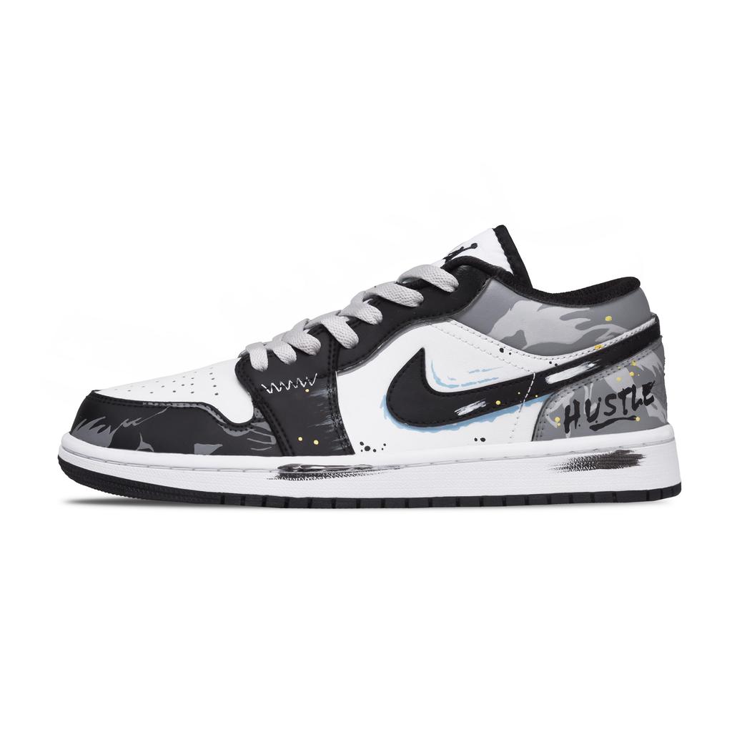 Jordan Air Jordan 1 Funi Скачущий с Funi Устойчивые к истиранию Низкие Винтажные Баскетбольные Кроссовки Унисекс Черно-белые 553558-132(Команда348-Фуни )