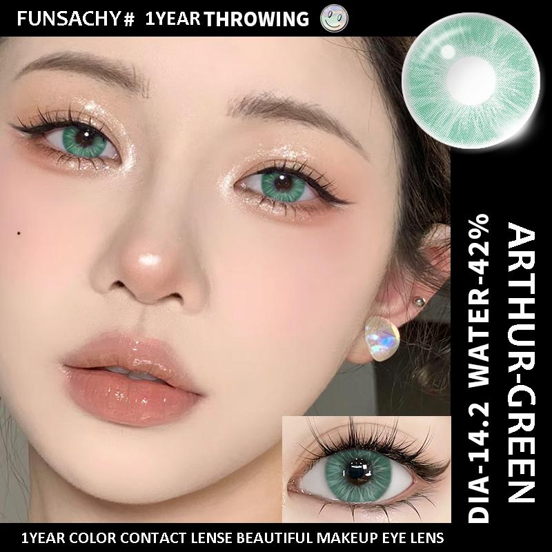 FUNSACHY 1 Pair Blue Contact Lenses for Eyes Natural Colored Contact Blue Eyes Lenses Korean Contacts Lenses Yearly Green Pupil