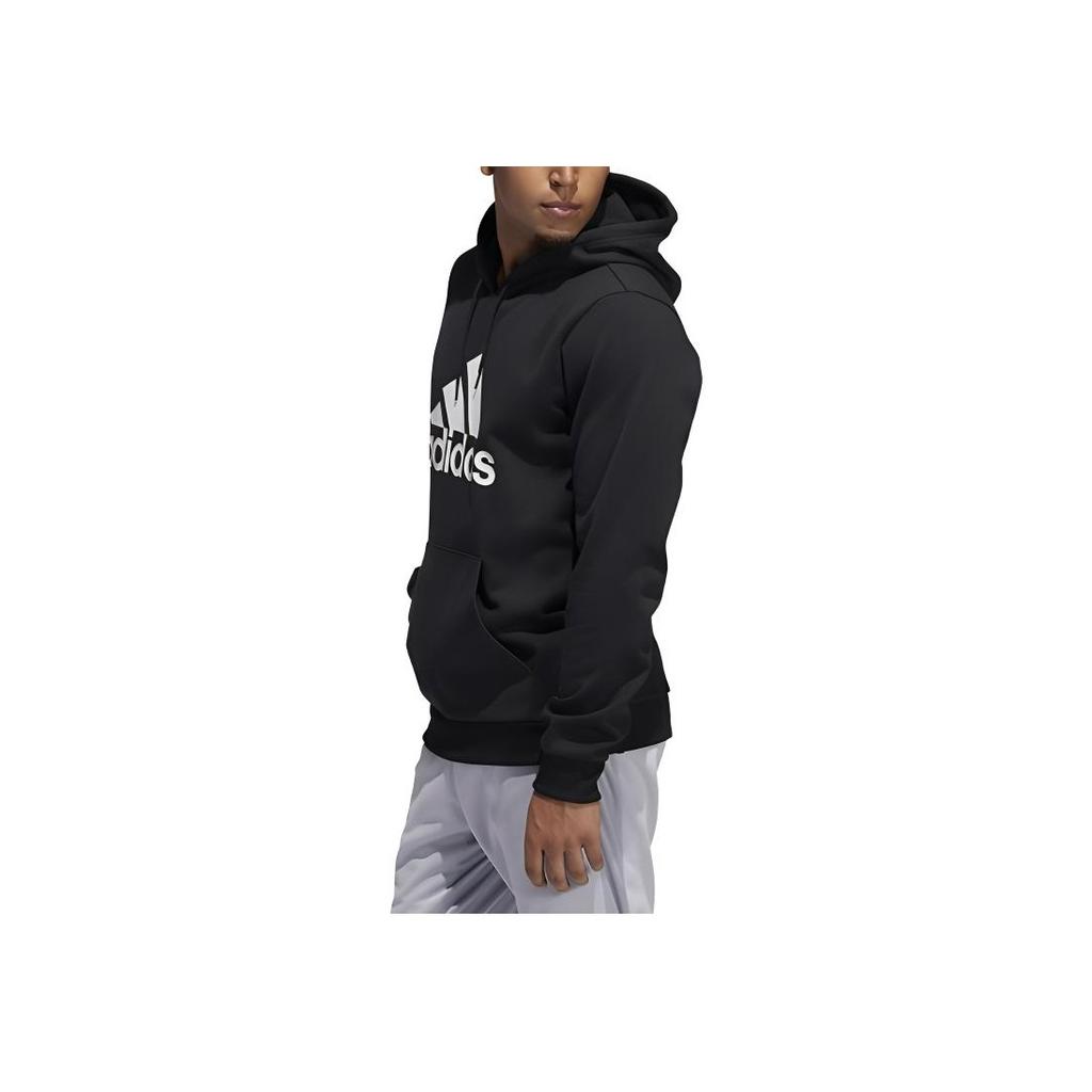 Adidas Logo Print Drawstring Hoodie Men Hoodies Black GH6663