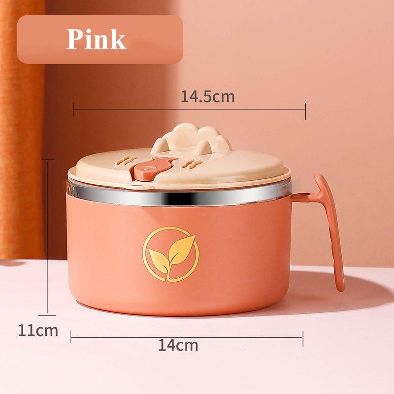 Корейские простые миски из нержавеющей стали для лапши быстрого приготовления с крышкой-ручкой, двухслойная коробка для ланча Bento, креативная кухонная миска для супа Ramen