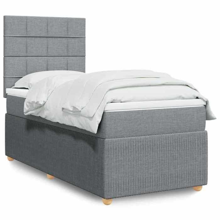 Maison Exclusive - Sommier à lattes de lit et matelas Gris clair 90x190 cm Tissu