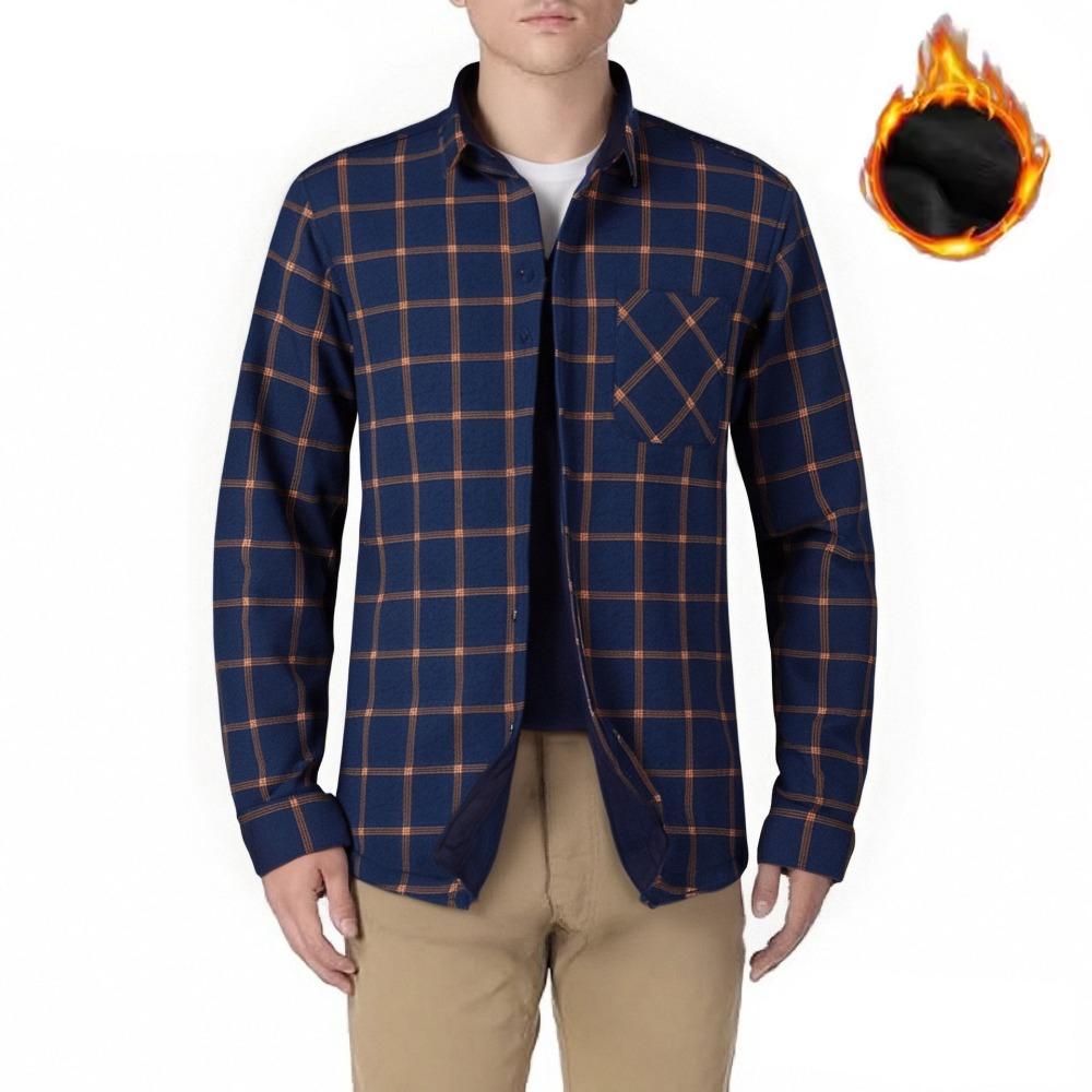 Американский размер Мужская рубашка с длинным рукавом Осень Зима Теплая Плюс Флис Утолщенная Клетка Большой размер Мода Не требующая глажки
