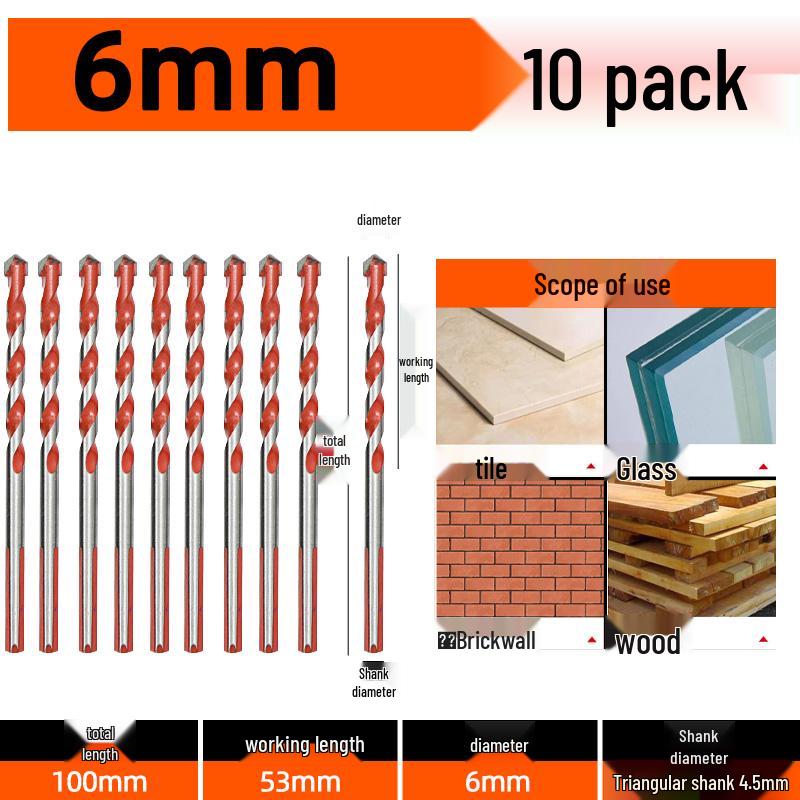 6 мм Сплавное треугольное сверло для бетона, стекла и цемента