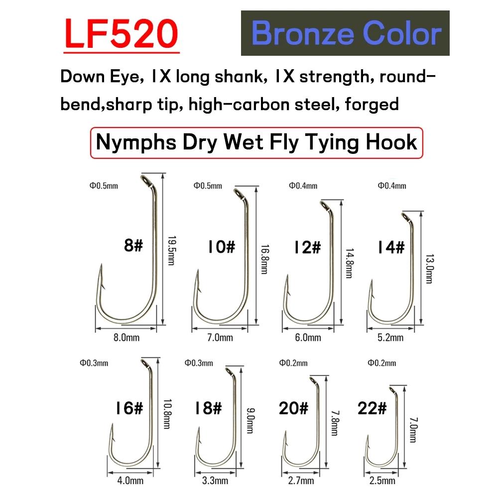 Крючок для вязания мух из высокоуглеродистой стали Bimoo с бородкой и без бородки, сухой, влажный, нимфа, куколки, ручейник, мошка, мухи, рыболовный крючок