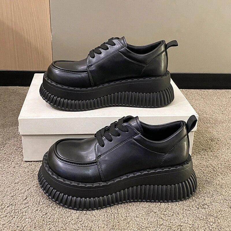 Женские кроссовки для отдыха на плоской подошве, женская обувь на высоком каблуке со шнуровкой из искусственной кожи с круглым носком, вулканизированная обувь на плоской платформе, большие размеры