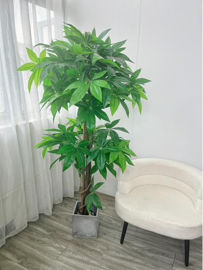 Eco-friendly Artificial Money Tree Bonsai with Real Trunk - Floor-standing Home Decor for Entrance & Garden, Attracts Wealth.