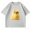 Cute Dog In Yellow Plastic Bag Graphic T Shirt Unisex Oversized Cotton Tee Funny Pet Animal Print Short Sleeve Streetwear Tshirt