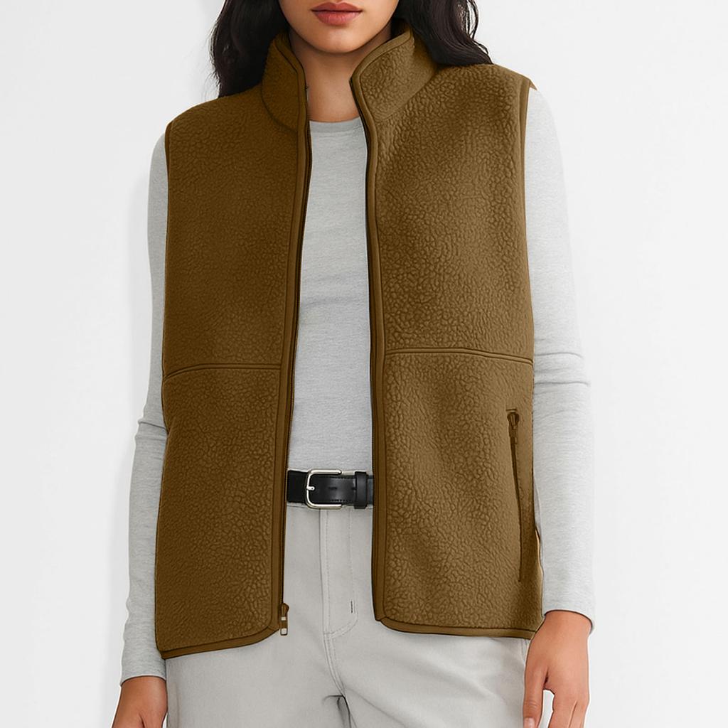 Women's Fashion Warm Sleeveless Vest Zipper Fleece Jacket