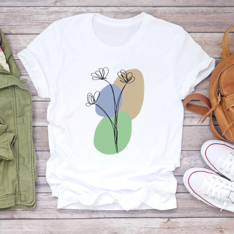 (Азиатский размер)Женская футболка с принтом в стиле акварели, тренд 90-х годов, милая женская футболка, модная футболка, одежда, повседневная футболка с коротким рукавом и графикой