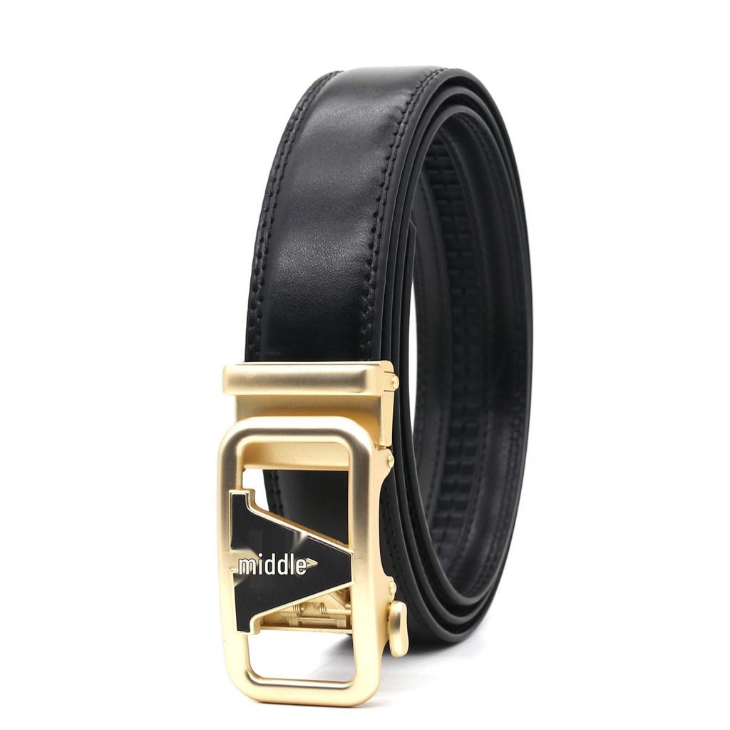 High-End Men's Genuine Leather Automatic Buckle Cowhide Belt - Versatile Fashion Accessory
