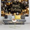 2D Luxury Black Gold Birthday Banner for Night & Adult Themed Parties