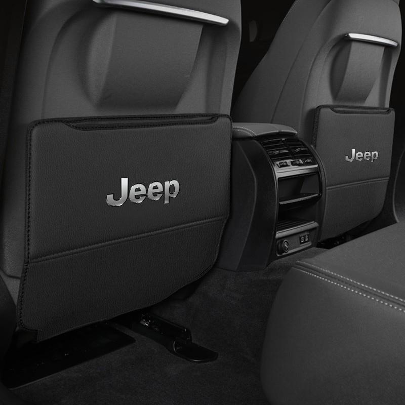 Cup Holders 2Pcs Car Seat Back Anti-kick Pad Leather Storage Bag For Jeep Grand Cherokee Wrangler JK Gladiator Compass Renegade