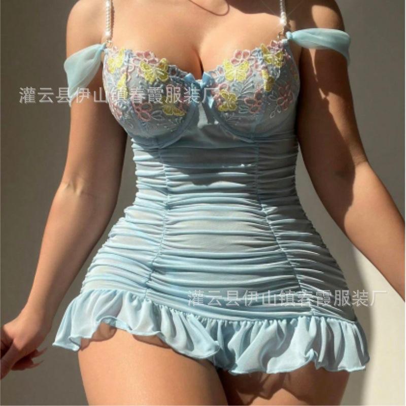 New, suspender skirt Nightdresses lace see-through sexy nightdress