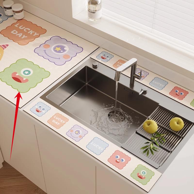 3 шт. Кухонный смеситель Диатомовая земля Пробка для воды Коврик для слива Впитывающий коврик для столешницы в ванной Длинная узкая подставка-костер