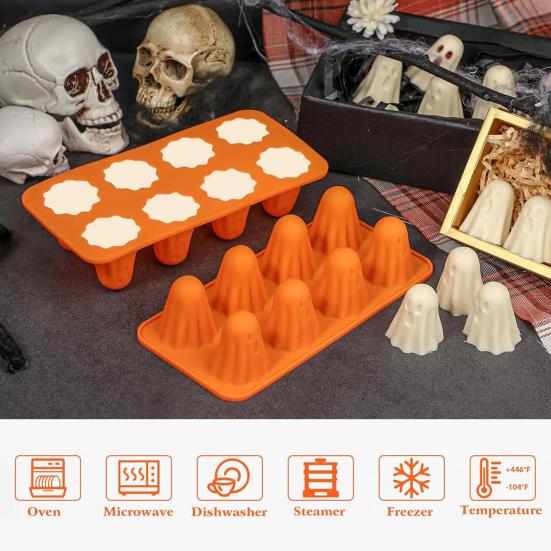 Силиконовая форма Привидение Антипригарные 3D формы для шоколада 8 ячеек Форма для выпечки на Хэллоуин для желе, конфет, пудинга, кубиков льда, мармелада, мелков, смолы