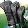 Golf Headcover Set Individual Golf Wood Cover Set for Fairway and Utility Black 3-Piece (1FUT) / Driver, Wood, Clubs, (F (Single))