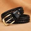 Men Genuine Leather Braided Belts Webbing High Quality Hand Vintage Belts for Men Gold Pin Buckle Casual for Jeans Strap